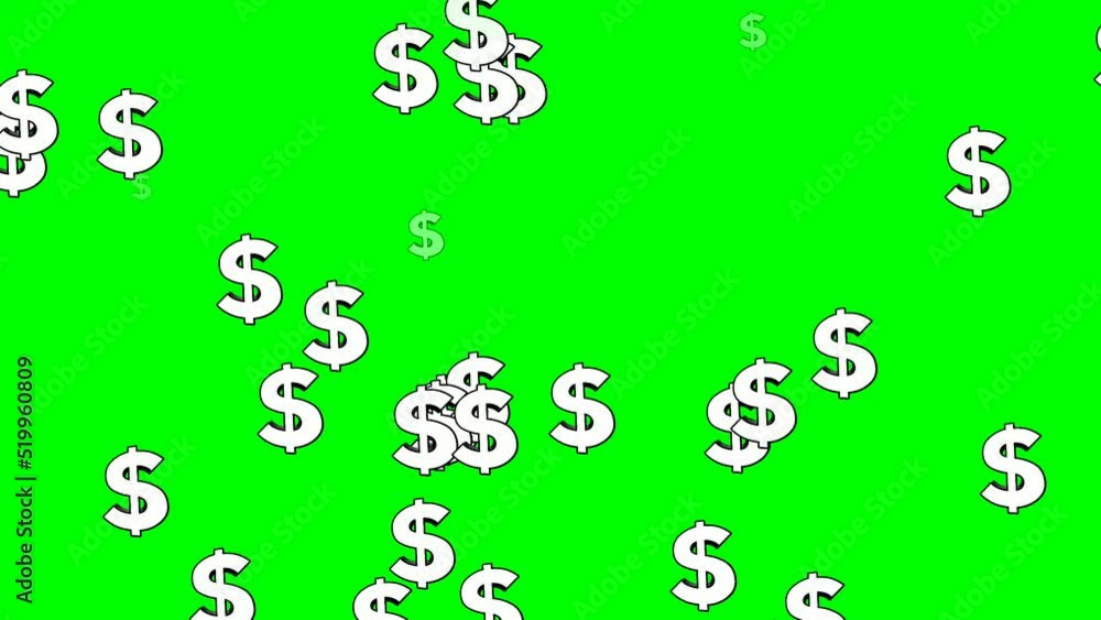 Flat cartoon rise up dollar sign animation on green screen.4K for business concept Flat cartoon rise up dollar sign animation on green screen.4K for business concept