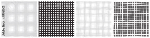 Modern neutral checkered masculine seamless pattern set. Different plaid, grid vector designs for men's or boy's bedding textile or clothing.