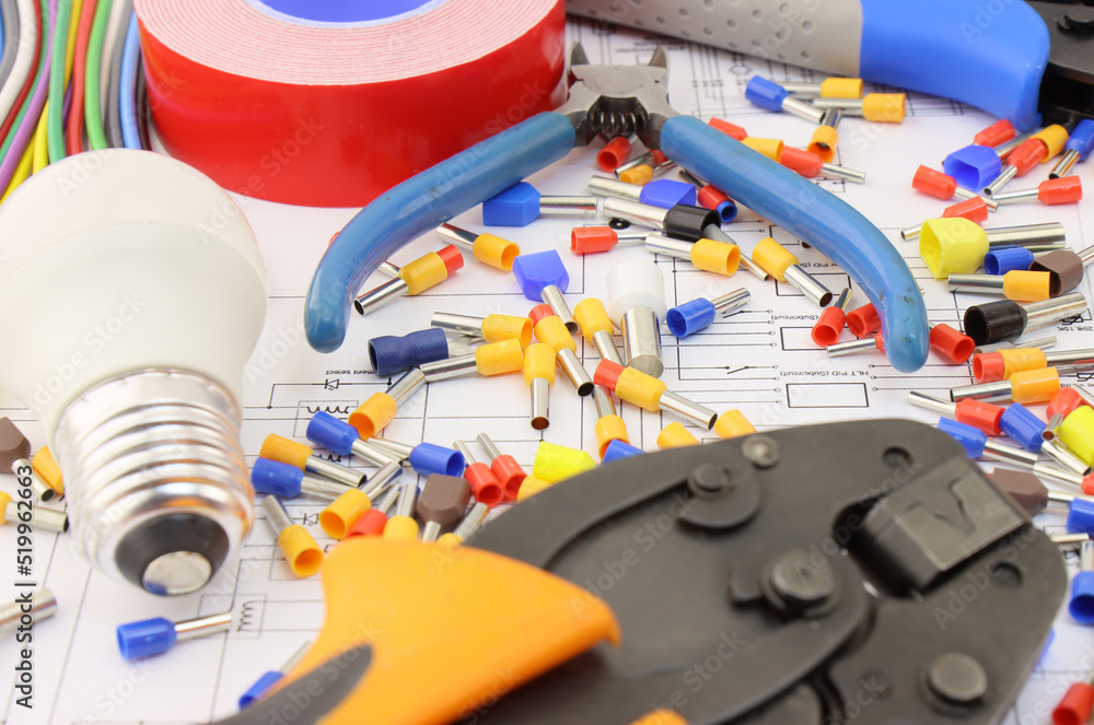 Electrical tools and materials for the installation of an electrical