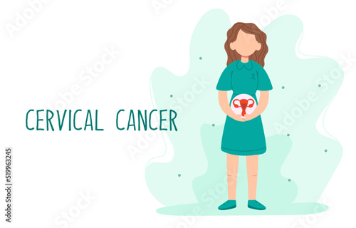 Cervical cancer concept. Female reproductive system. World Cancer Awareness Day. Women health.