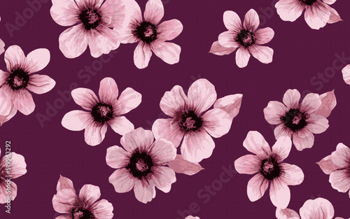 Mixed floral design print on dark base 