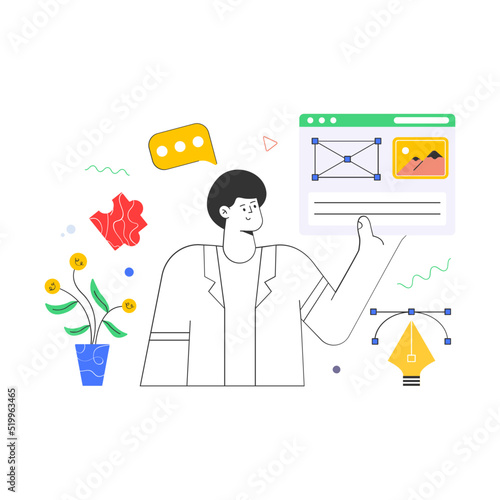 Creatively designed flat illustration of graphic artist 