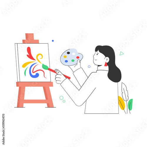 Creatively designed flat illustration of graphic artist 