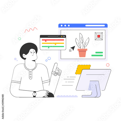 Creatively designed flat illustration of graphic artist 