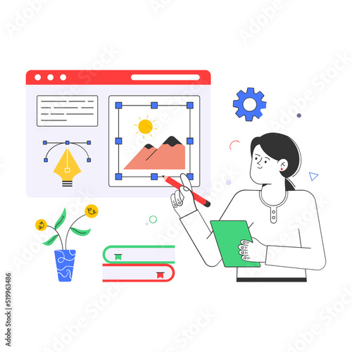 Creatively designed flat illustration of graphic artist 