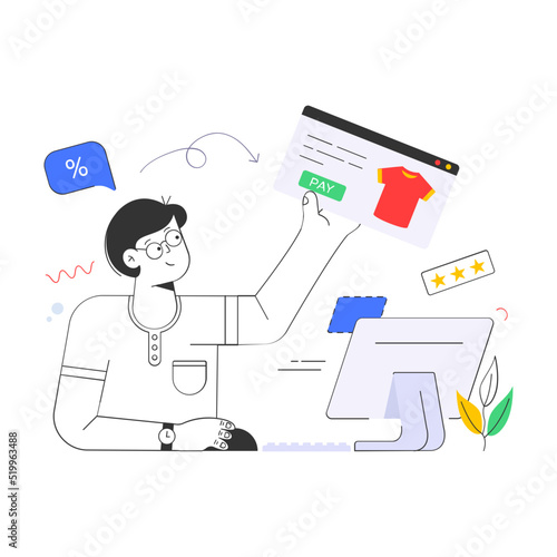 Creatively designed flat illustration of graphic artist 