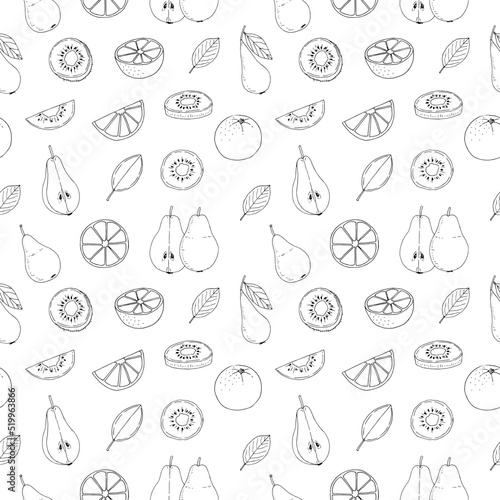 Fruit seamless pattern vector illustration, hand drawing sketch