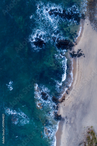 aerial view of an empty beach in the early morning, northern Portugal © Vic