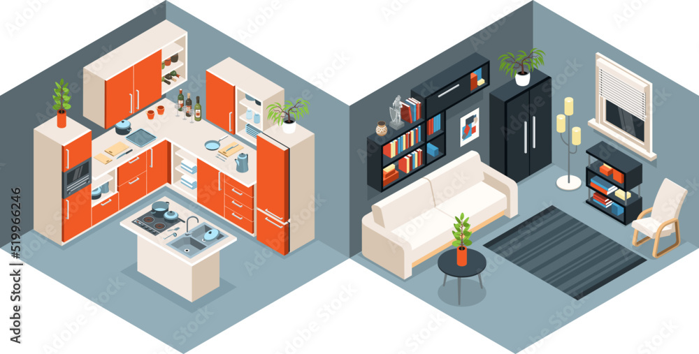 Domestic Interior Isometric Set