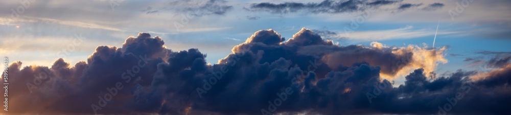 Sky panorama. Beautiful dramatic big clouds in the sky. Landscape of the power of heaven and nature. Copy space Sky panorama. Beautiful dramatic big clouds in the sky. Landscape of the power of heaven and nature. Copy space