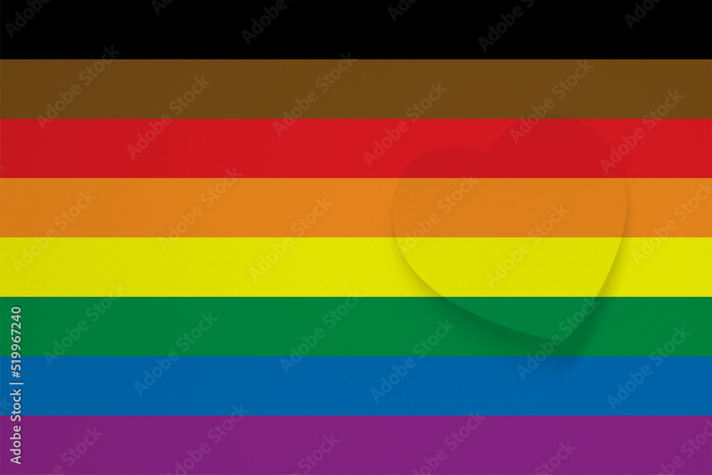 Single Heart Shape LGBTQI Pride flag color abstract background - texture backdrop or Rainbow pride flag - symbol of Lesbian, gay, bisexual, and transgender flag of LGBTQI  Love  Valentine Concept 