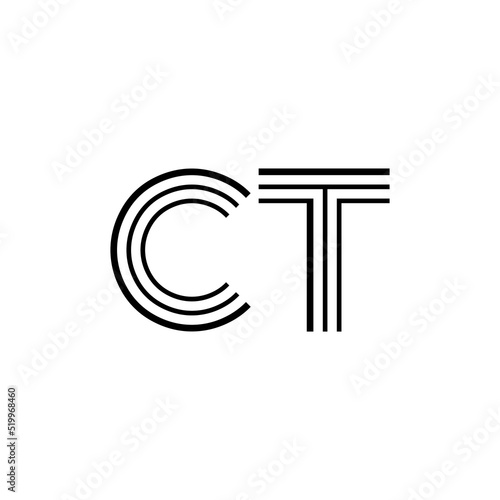 C and T Letter Logo Design Consisting of Lines
