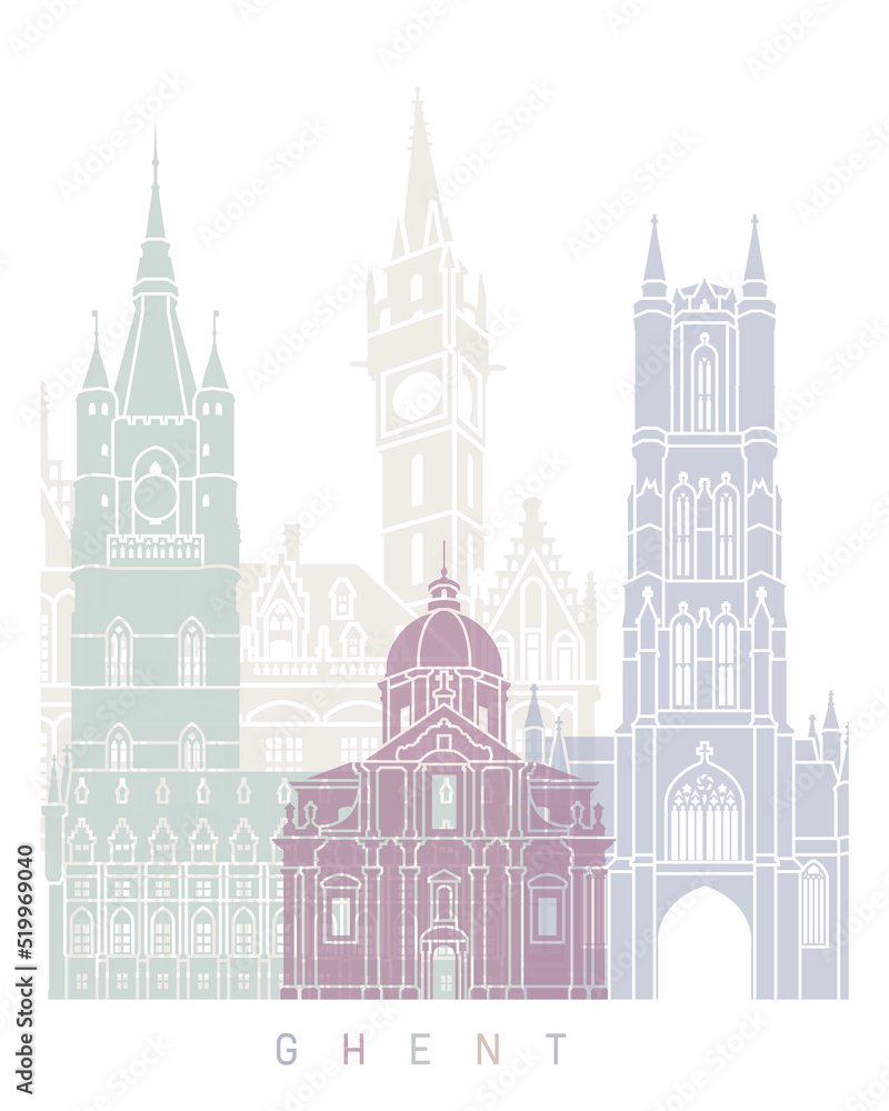 GHENT SKYLINE POSTER PASTEL GHENT SKYLINE POSTER PASTEL