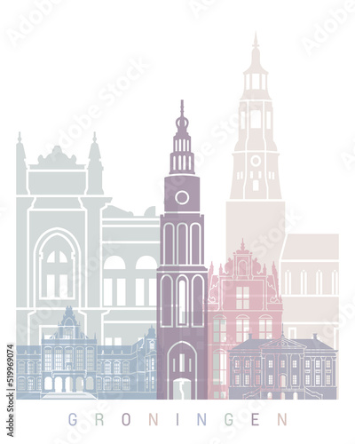 GRONINGEN SKYLINE POSTER PASTEL