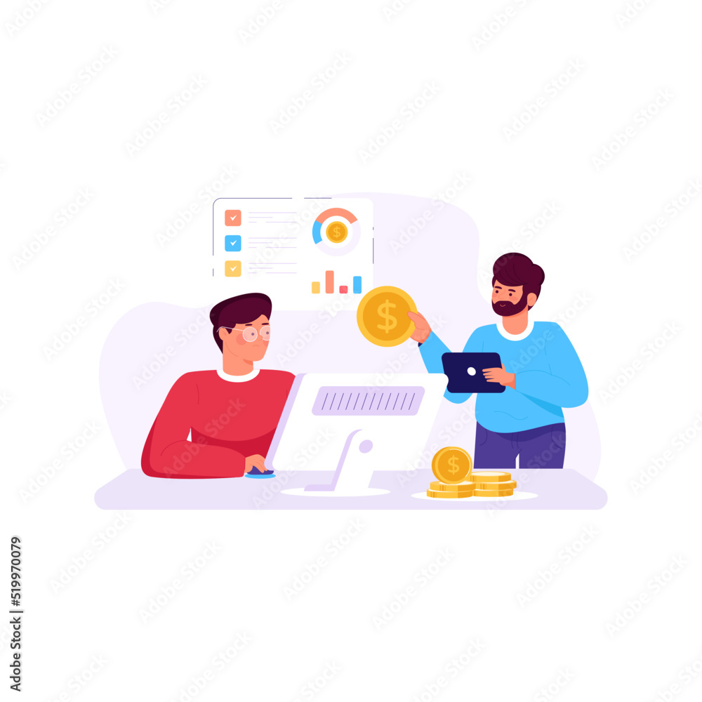 A handy flat illustration of financial management A handy flat illustration of financial management