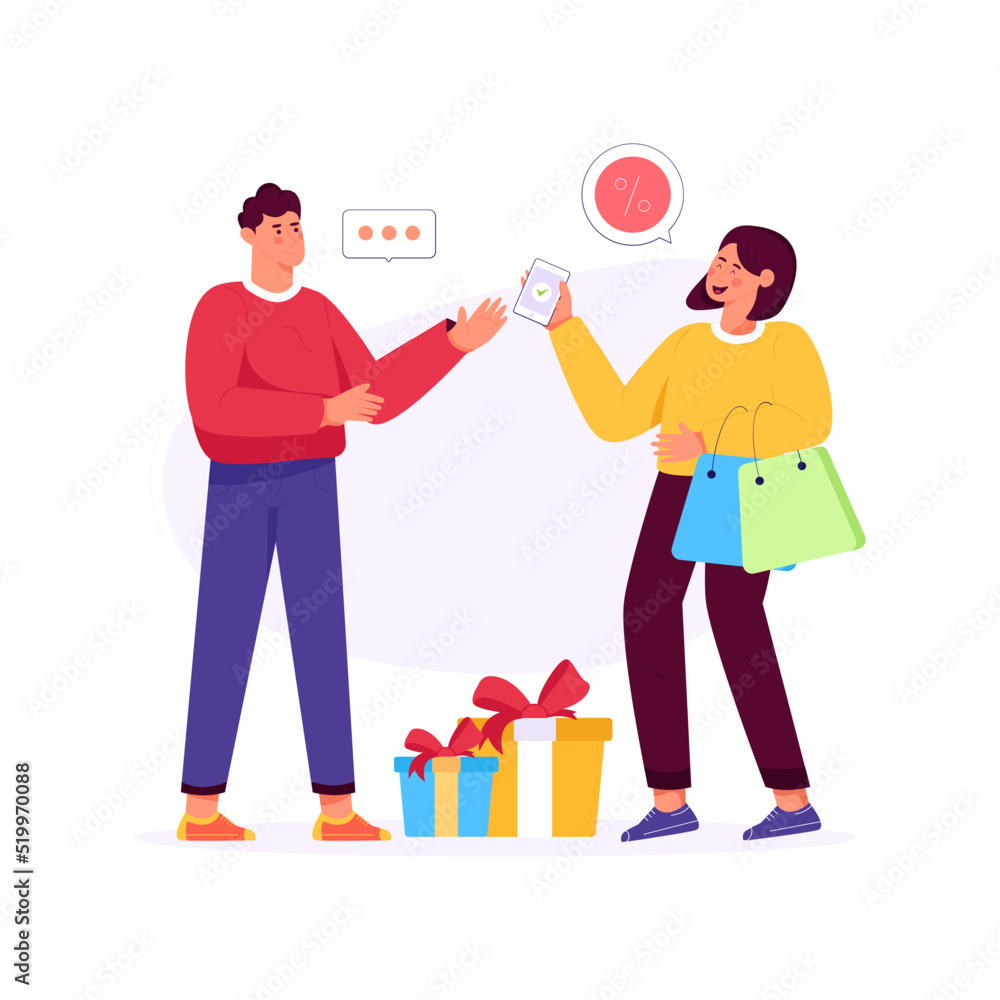 Trendy flat illustration of shopping

