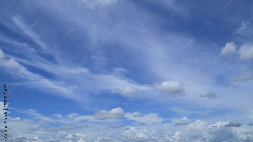Blue sky with fluffy cloud time lapse on a sunny day 4k footage. Blue sky with fluffy cloud time lapse on a sunny day 4k footage.