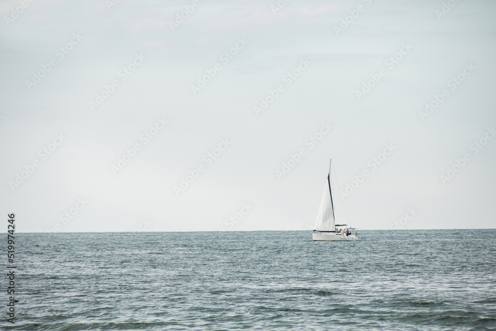 Ship at sea. Yacht in the sea. Recreation on the water