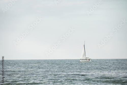 Ship at sea. Yacht in the sea. Recreation on the water