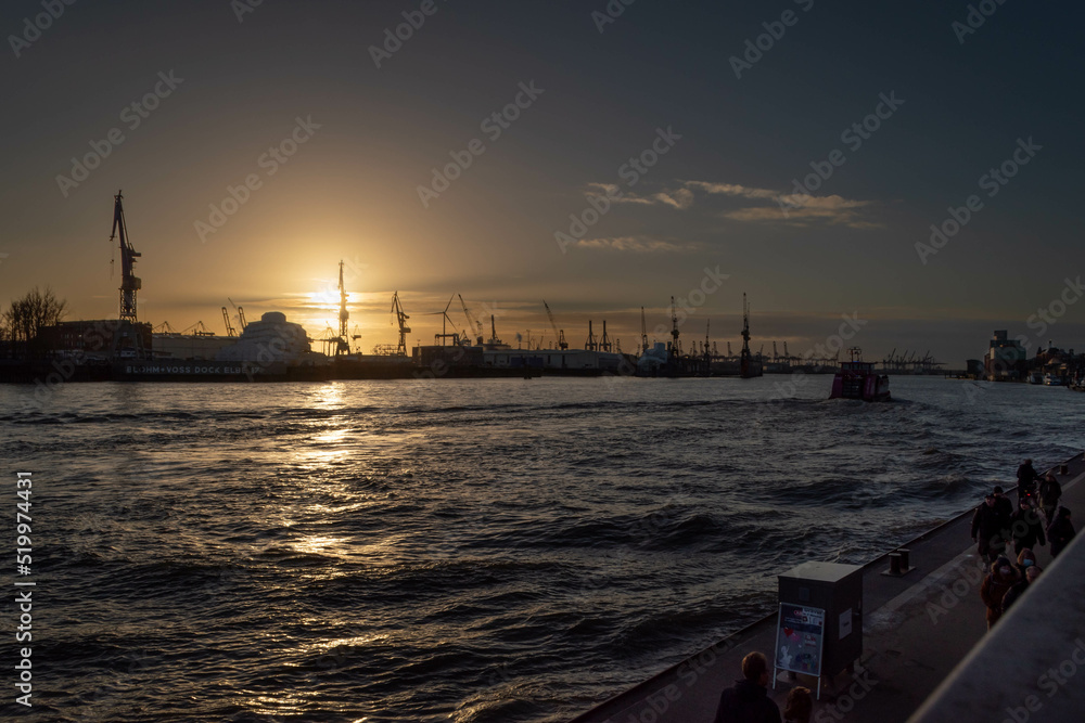 Fototapeta premium Hamburg Harbour germany freight cranes