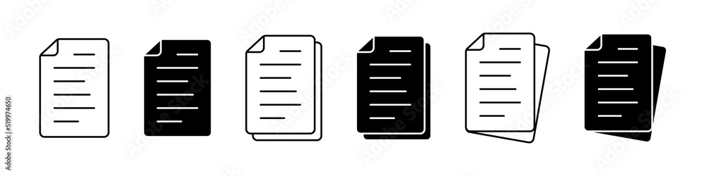 Documents icon set line style Documents icon set line style