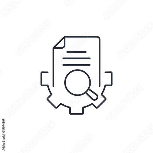 Verification document flow paperwork, regulatory process. Vector linear icon isolated on white background.