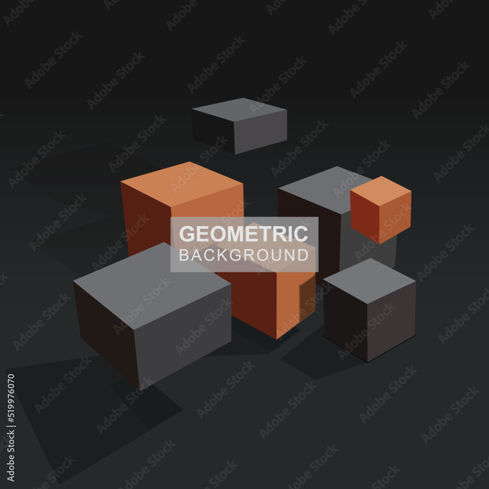 3D Yellow and black geometric cube banner background. 3D Yellow and black geometric cube banner background.
