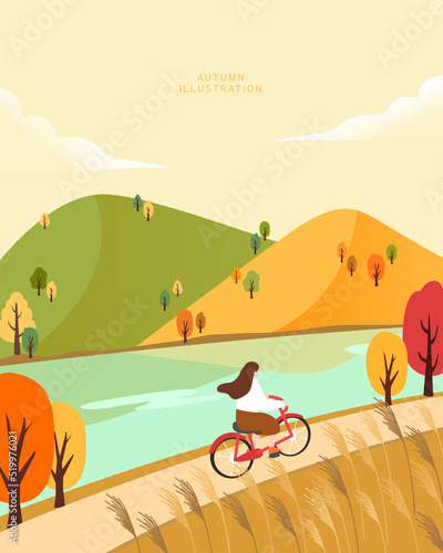 Cool autumn scenery illustration 