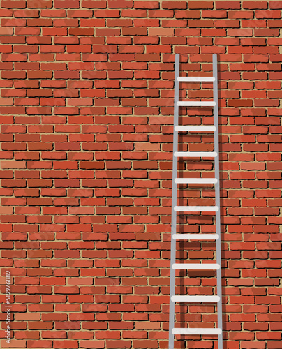 A vector illustration of a ladder against and old wall