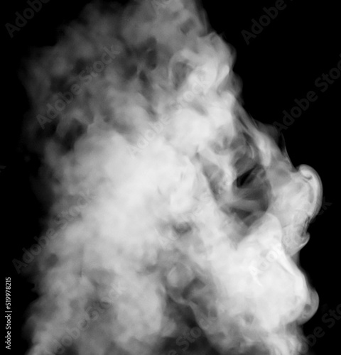 White smoke cloud on black background