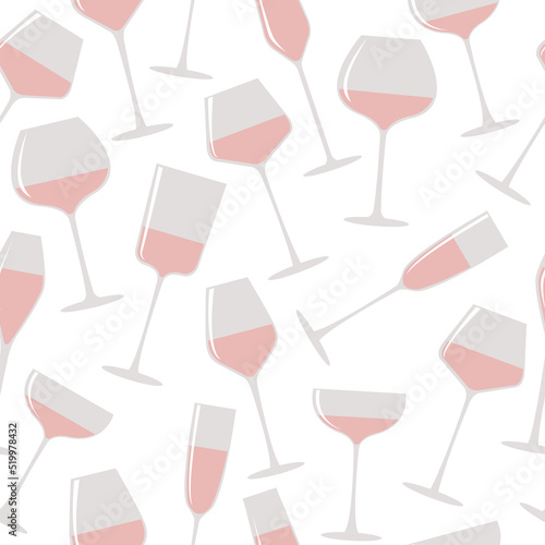 Wine seamless pattern. Glasses. Vector illustration with alcohol drinks concept. Isolated on background