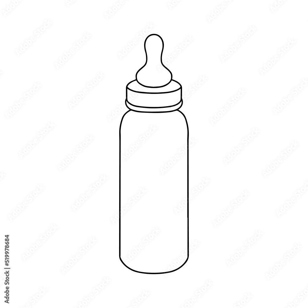 Feeding bottle illustration. Nutrition in the plastic container for a newborn. Feeding bottle illustration. Nutrition in the plastic container for a newborn.