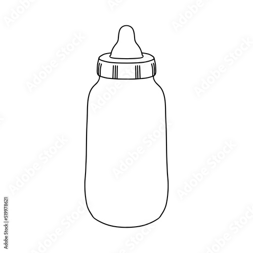 Feeding bottle illustration. Nutrition in the plastic container for a newborn. 