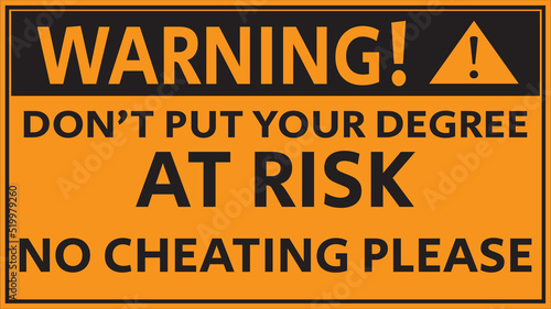 No exam hall cheating warning sign