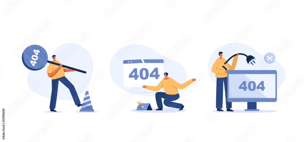 Sign in page, 404 error, website template. vector illustration set. flat character Sign in page, 404 error, website template. vector illustration set. flat character
