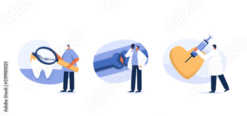 Digital classroom, VR and AR in education, smart spaces, blended learning, virtual reality, technology. flat character illustration
