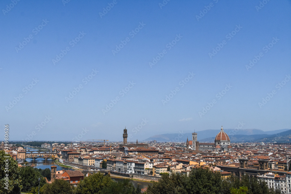 Foto panorámica de la ciudad de Florencia desde Piazalle Michelangelo, Italia.