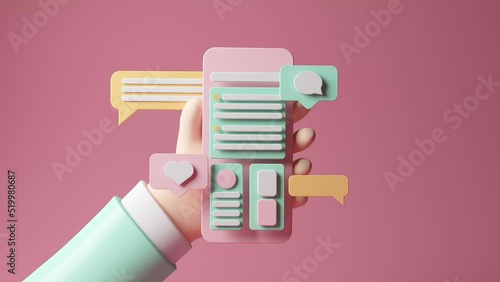 Hand Holding a Cartoon 3D Mobile Animation