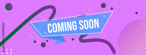 coming soon banner design. purple background with simple and modern abstract style