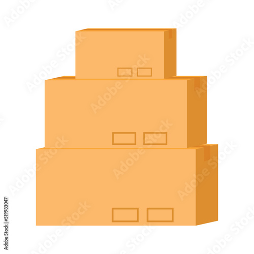 Pile of parcels semi flat color vector object. Cardboard boxes. Delivery service. Full sized item on white. Postal simple cartoon style illustration for web graphic design and animation