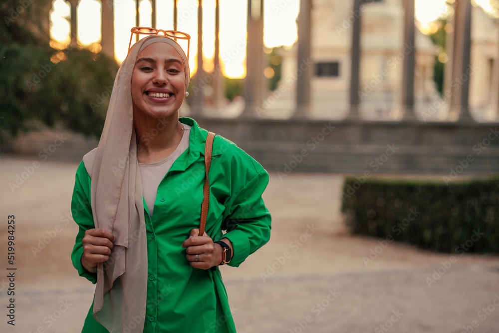 Portrait of young Arabic woman sightseeing