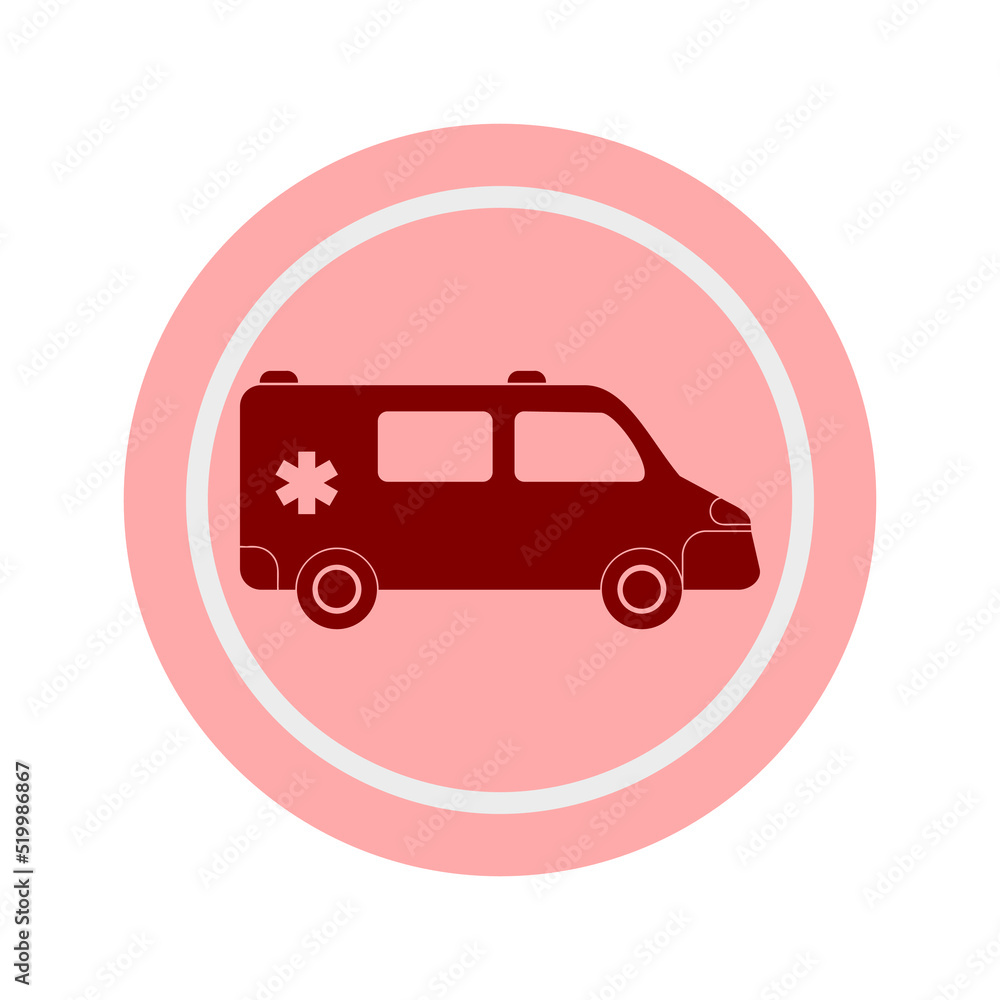  Ambulance and emergency car icon isolated on white background.