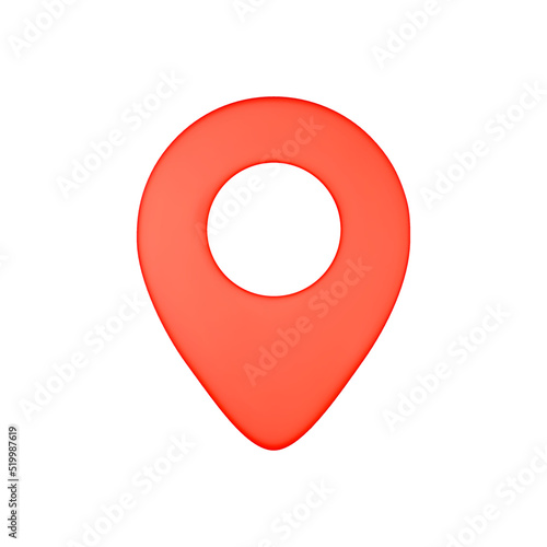 3D render red map pin minimal icon isolated on white background vector illustration. Destination and delivery concept.