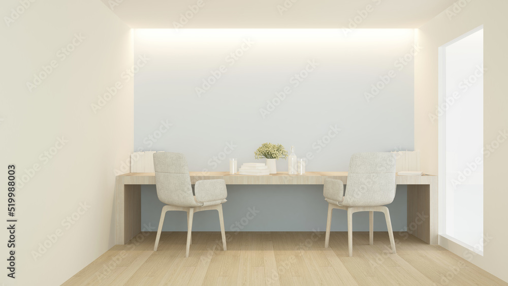 workplace in home or apartment and light blue wall decoration-3D Rendering workplace in home or apartment and light blue wall decoration-3D Rendering