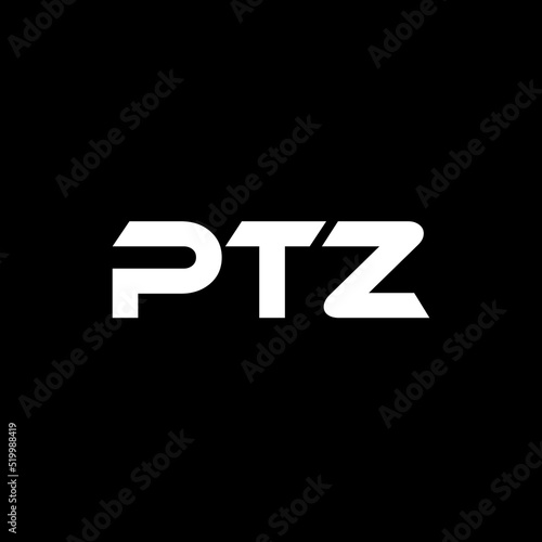PTZ letter logo design with black background in illustrator, vector logo modern alphabet font overlap style. calligraphy designs for logo, Poster, Invitation, etc.