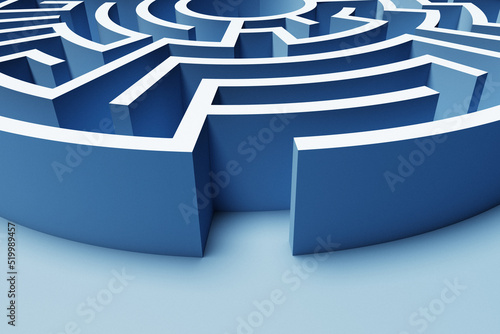 Entrance to the round maze. 3d rendering