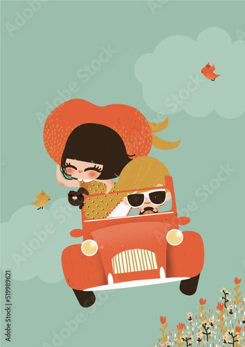 Une fille et un garçon en voiture ! 