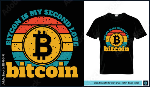 Bitcoin t shirt bundle retro vintage style and colorful for bitcoin and crypto lovers. Ready for printing. Red, yellow, ocean blue, bitcoin icon and quotes about bitcoion. 