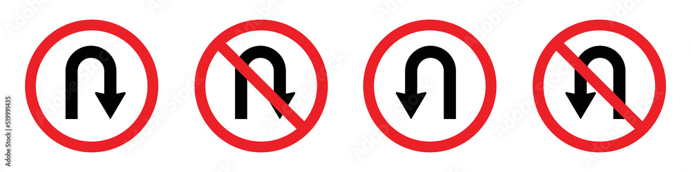 U-Turn Right and Left Traffic Road Icon, vector illustration U-Turn Right and Left Traffic Road Icon, vector illustration