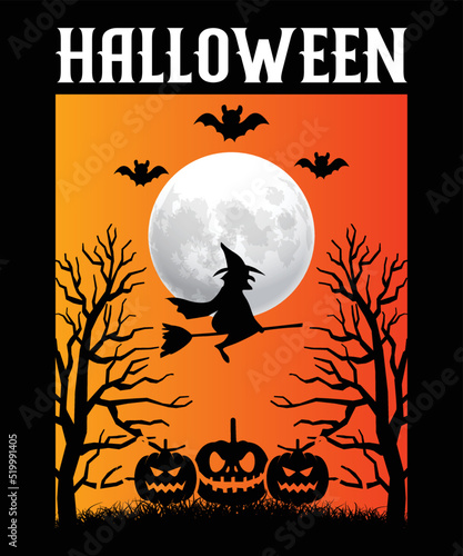 Custome Halloween T-Shirt Design Vector
